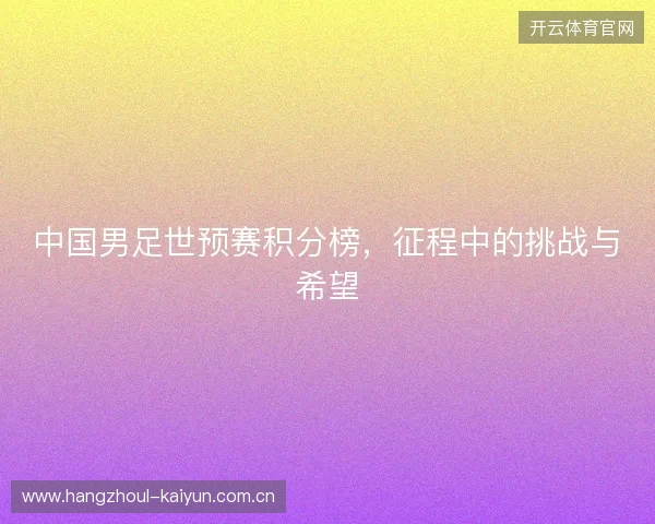 中国男足世预赛积分榜，征程中的挑战与希望
